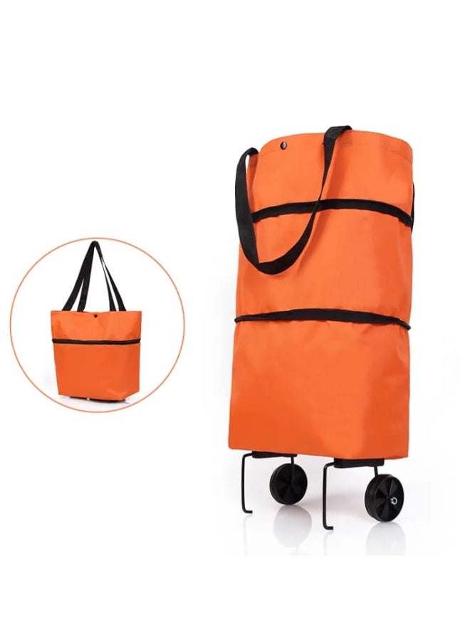 حقيبة تسوق قابلة للطي بعجلات – عربة بقالة كبيرة السعة قابلة لإعادة الاستخدام، حقيبة تسوق خفيفة الوزن للسوپرماركت والسفر - Image 2